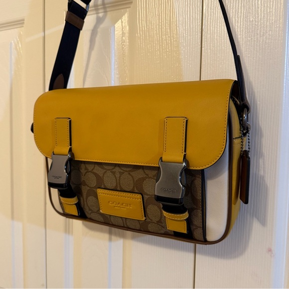 Coach men's Track Crossbody In Colorblock Signature Canvas CC357 - Picture 3 of 13